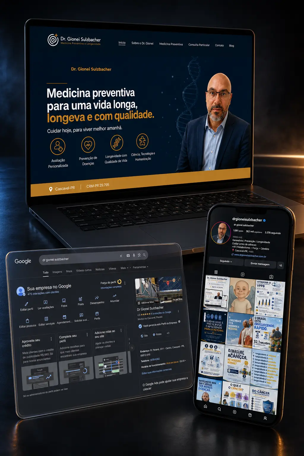 Ecossistema digital desenvolvido para Dr. Gionei Sulzbacher
